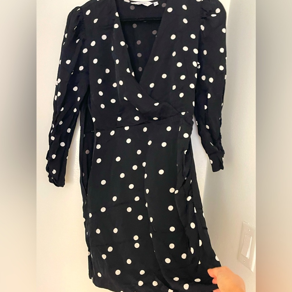 Paris Atelier & Other Stories polka dot dress w rouched sleeves & sides - size 4 - Picture 4 of 4